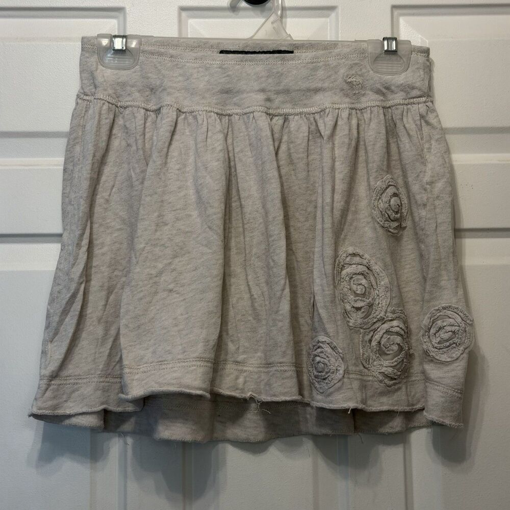 Abercrombie & Fitch Gray Rosette Mini Skirt Women's Small Cotton Boho Y2K